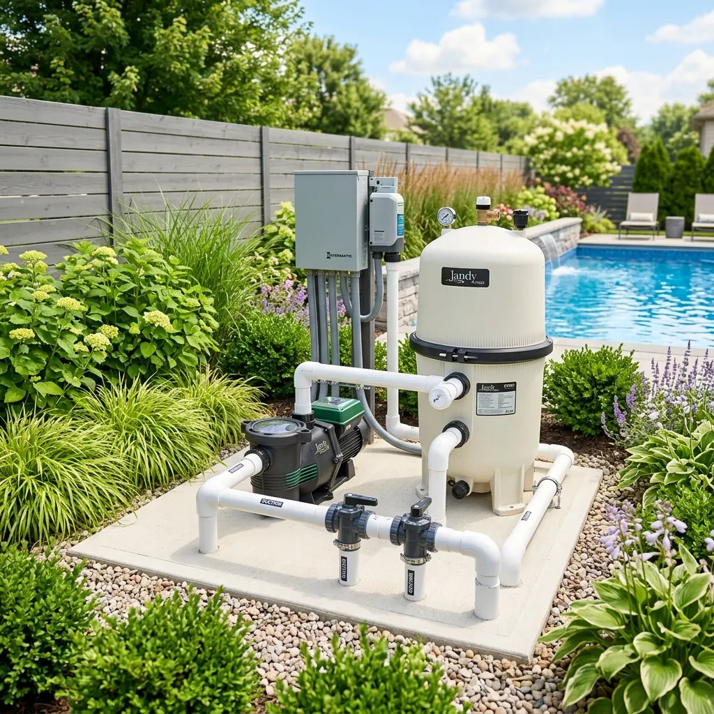 Modern and clean pool equipment pad