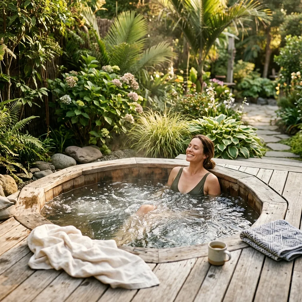 Relaxing outdoor spa and wellness area